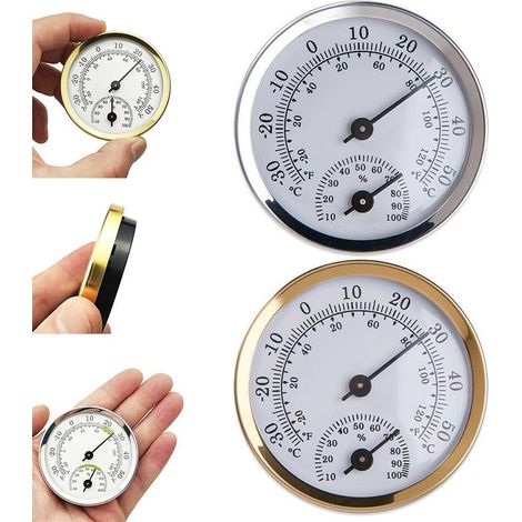 Thermomètre-hygromètre numérique doré métal 58mm, pour serre (1/5)