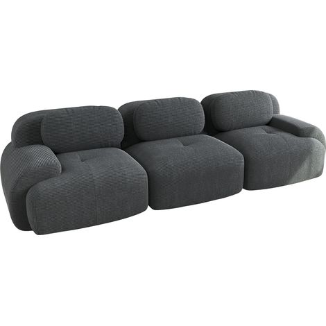 Sofá modular de 3 plazas en pana premium gris HOMVRA (1/5)