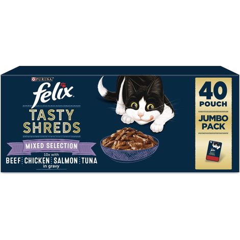 FELIX TASTY SHREDS Mixed Selection in Gravy Wet Cat Food 40x - 736404 (1/5)