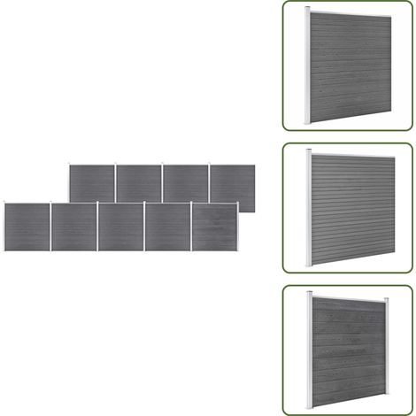Gartenzaun WPC 1564x186 cm Grau - Gartenzaun - WPC Zaun - Holz-Look Zaun - Terrasse Abgrenzung - Privacy Schutz (1/5)