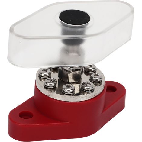 Borne de distribution électrique rouge 3/8 po 300 A avec couvercle transparent pour moteurs, VTT et équipements électriques de bateaux (1/5)