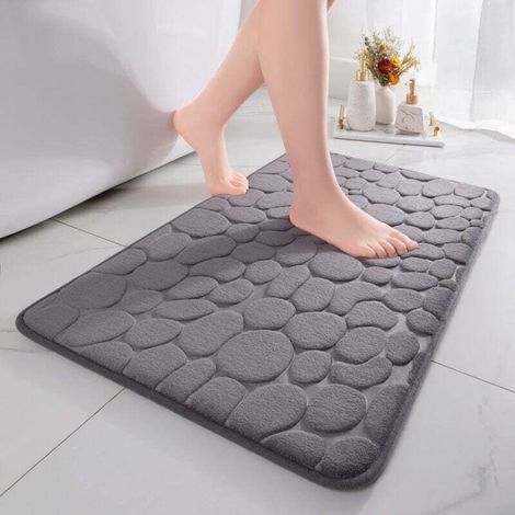 Tapis de Bain Mousse Mémoire Forme 40x60 cm Absorbant Antidérapant Salle de Bain Salon Gris Foncé (1/4)