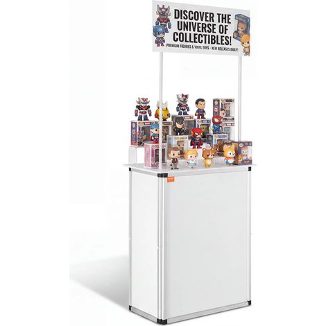 VEVOR Bancone fieristico portatile Bancone fieristico, 785 x 380 x 1815mm Stand fieristico Bancone espositivo, Tavolo da bar pieghevole promozionale per vendita al dettaglio (1/5)