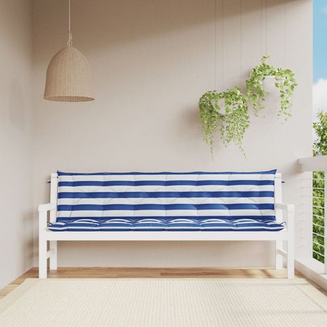 Lot de 2 Coussins pour banc de jardin rayures bleues et blanches -FV87088 (1/5)