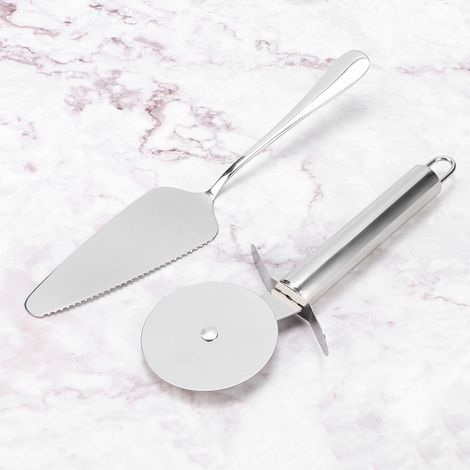 2-teiliges Küchen-Pizzamesser-Spatel-Set aus Edelstahl, Back- und Gebäckschneidewerkzeug (1/5)
