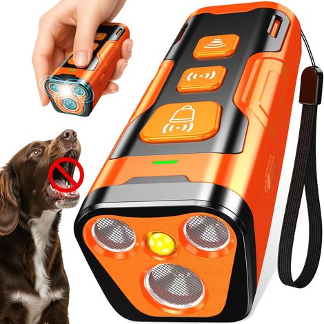 Détecteur Anti-Aboiement - Émetteur Ultrasonore 3X - 6 Modes d'Entraînement - Portée 7 M - Rechargeable USB-C - Design Compact (1/5)