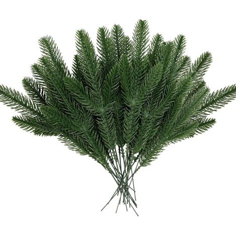 50 branches de pin artificielles, aiguilles de pin vertes simulées, idéales pour les couronnes de Noël, les bouquets et les décorations de maison à faire soi-même (1/5)