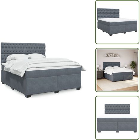Sommier à lattes de lit et matelas Gris foncé 180x200cm Velours - Sommier À Lattes De Lit - Sommiers À Lattes De Lit - Lit - Meuble De Chambre À Coucher (1/5)
