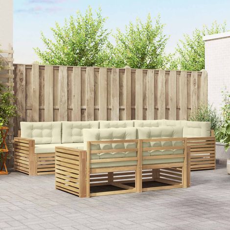 Teenpull – Outdoor-Sofagarnitur 7 Stk. Weiß und Creme Polyester (1/5)