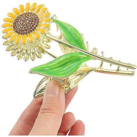 pinces Cheveux En Forme De Tournesol, Design Dlicat, Pinces Cheveux De Grande Classe, Coiffure En Diamants Tincelants L'arrire De La Tte, Cheve (1/3)