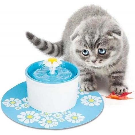 Fontaine à Eau Pour Chat Chien Fleur Hygiénique avec Filtre 1,6L Distributeur D'Eau Bol D'Eau Silencieuse Pour Chat Chien Bleu (1/4)
