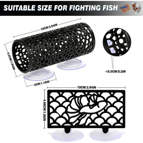 Lot de 2 Jouets pour Poisson Combattant Lit Tunnel de Repos et Plateforme de Mousse avec Ventouses pour Aquarium (1/5)