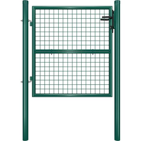 Portillon de jardin grillagé en acier galvanisé clôture avec serrure porte 87 x 90 cm vert