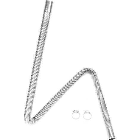 Manguera de escape para calefacción diésel de 120 cm, de acero inoxidable con dos abrazaderas. (1/5)