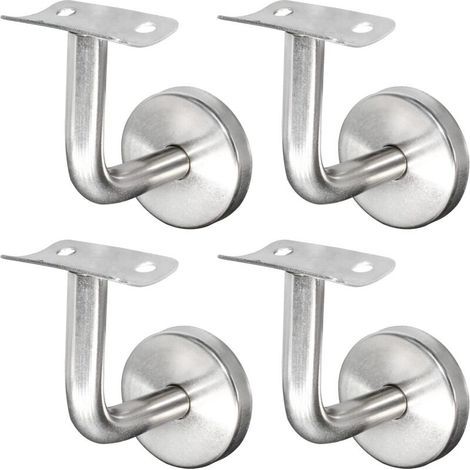 Support de main courante en inox 304 – Lot de 4 supports muraux pour rampe bois – Résistant à la corrosion – Installation facile (1/4)