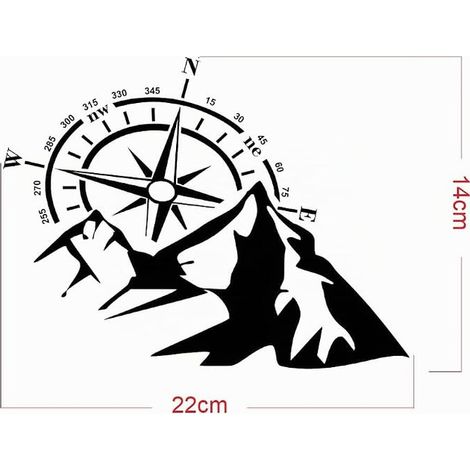 Compass Sticker Wind Outdoor Indoor Navigation 19cm x 14cm Vinyl
