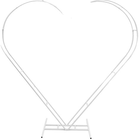 Arche de fond de mariage, cadre en forme de cœur, design robuste, BLANC (1/2)