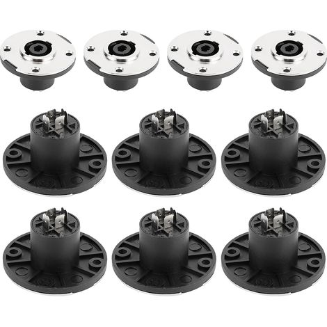 Lot de 10 adaptateurs de connecteurs audio XLR 4 broches ronds en métal de style européen, montage femelle (1/5)