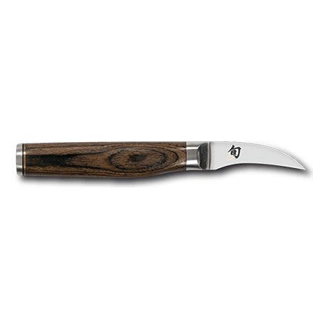 KAI Shun Premier Tim Mälzer Cuchillo japonés para pelar con hoja de 5 cm - Núcleo VG-MAX 61 HRC, 32 capas de Damasco pulido - Mango de madera de Pakka color marrón medio - Superficie martillada