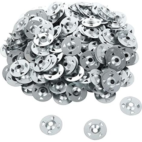 Lot de 500 rondelles de fixation, 28 mm, rondelles isolantes à 4 griffes pour plaque de plâtre extrudée fixe (1/5)