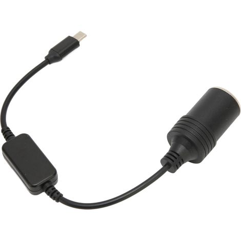 Irovami Adaptateur secteur USB-C mâle 5 V vers allume-cigare femelle 12 V pour accessoires électroniques automobiles, 30 cm (11,8 pouces). (1/5)