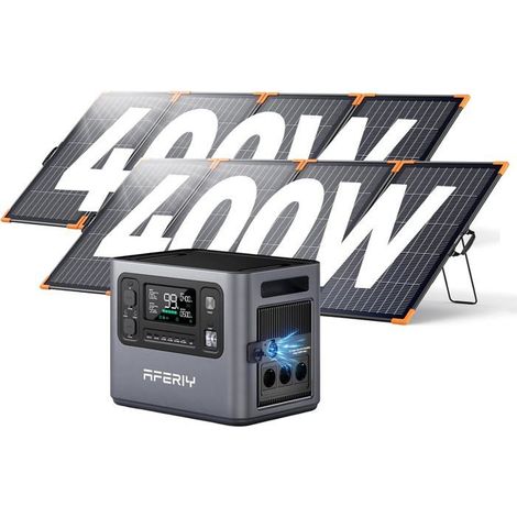 AFERIY Generador Eléctrico Portátil 2800W 1024Wh con 2x400W Paneles Solares Plegables, Estación para Camping/RV (1/5)