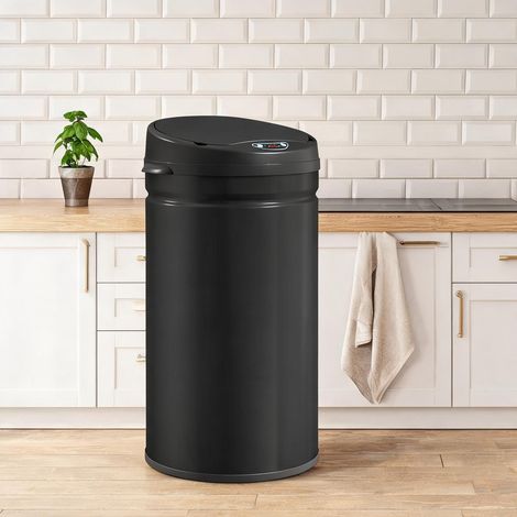 Poubelle coloris noir en stainless acier 32 x 30,5 x 51 cm (1/5)