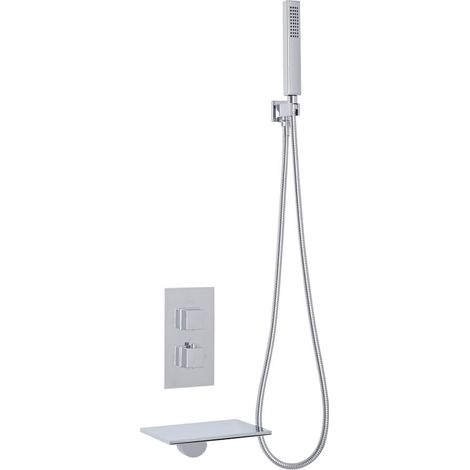 Pomme de douche Cascade & Mitigeur thermostatique encastrable Cubique (1/5)
