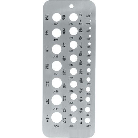 Jauges de perçage acier inoxydable, index diamètre boulon/fil 0,062-0,250, 29 trous, mesure précise, forets 17/64-1/2 pouce (1/5)