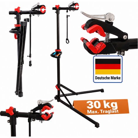 Relaxdays Fahrrad-Montageständer, 115-160 cm höhenverstellbar, bis 75 mm Rahmen, Lenkerhalter, bis 30 kg, schwarz (1/5)