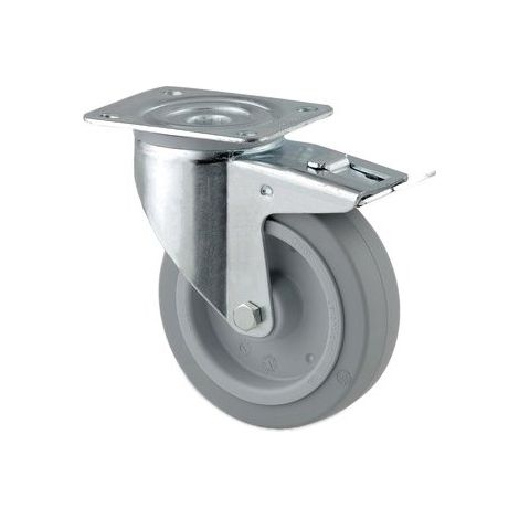Roue grise - Alpha Tente - Pivotante à blocage - 125 - 250