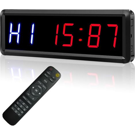 Grande horloge LED numérique surdimensionnée 1.8 "6 chiffres LED minuterie d'intervalle compte à rebours/haut horloge chronomètre minuterie d'entraînement for Garage maison Gym Sport entraînement Étag (1/5)