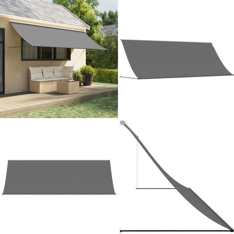 Markise Einziehbar Anthrazit 400x150 cm Stoff und Stahl - Markise - Sonnenschutz - Außenmarkise - Gartendekoration - Terrassenzubehör - Home & Living (1/5)