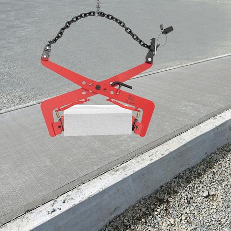 Pince à pierre - Pince de levage - Pour charges lourdes jusqu'à 350 kg - Couleur rouge - Pas d'effort de montage - Ouverture des mâchoires réglable de 30 à 51 cm