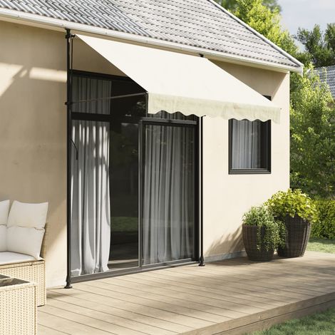 Vidaxl – Auvent rétractable crème 200x115 cm – Tissu 180 g/m² avec traitement PU – Cadre acier anthracite – Hauteur réglable 210-300 cm (1/5)