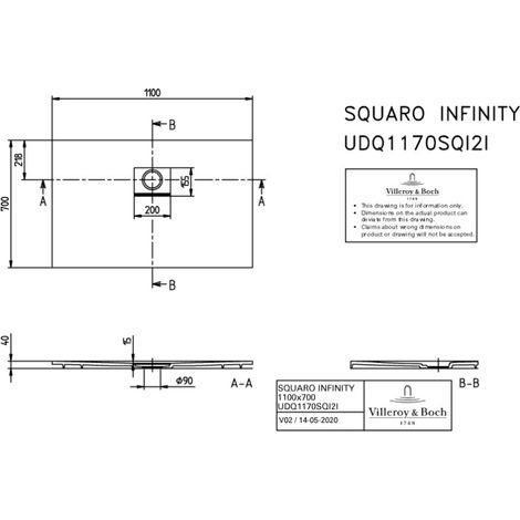 Villeroy & Boch UDQ1170SQI2IVAL DW Squaro Infinity 1100x700x40mm