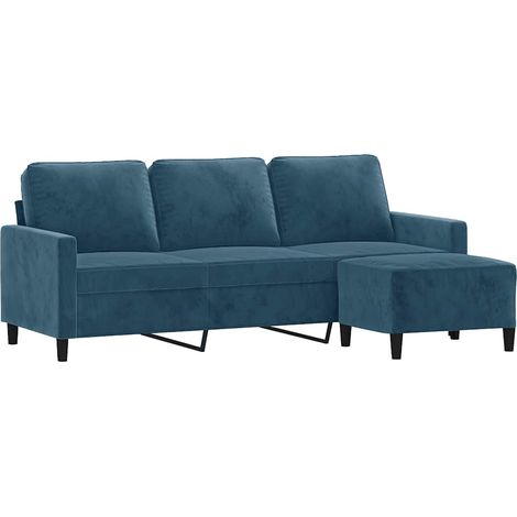 3-Sitzer-Sofa mit Hocker Blau 180 cm Samt vidaXL