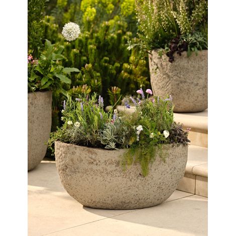 Garden Trading Cranford Oval Planter Plant Flower Tree Pot Grey Cement Style (1/4)
