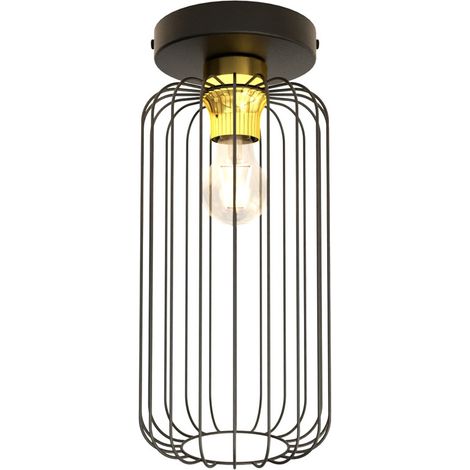 Plafoniera loft a gabbia nero oro BARN E27 15W Emibig (1/4)