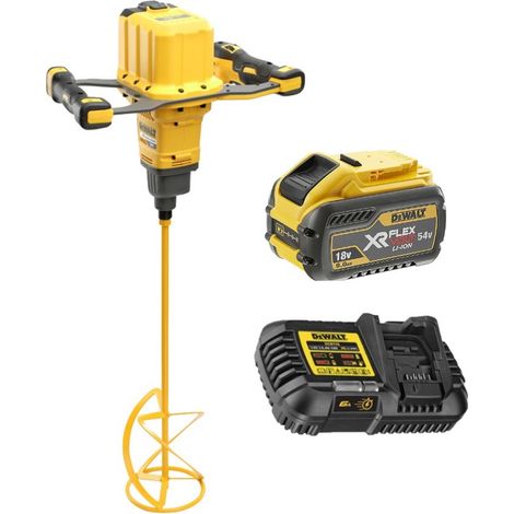 Dewalt – Malaxeur sans fil 54V DCD240X1 – Moteur Brushless – 1 batterie 9.0Ah – Vitesse variable 0-725 tr/min – Couple 25 Nm – Tige spirale 160 mm