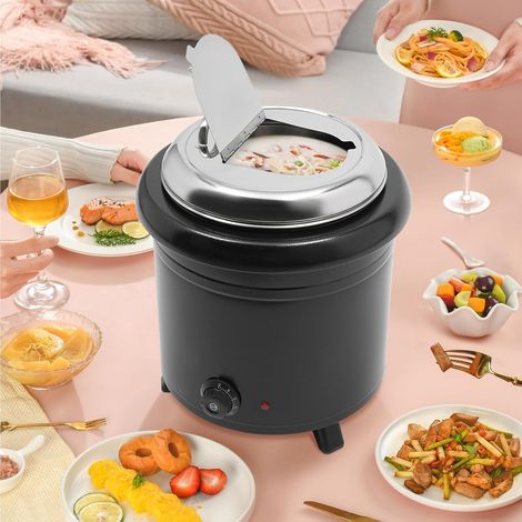 13L Mahlzeit Suppenkessel Edelstahl Profi Gastro Suppenwärmer 400W Elektrisch Suppentöpfe Warmhaltebehälter 30-85°C mit Herausnehmbarem für Suppe Käse Glühwein