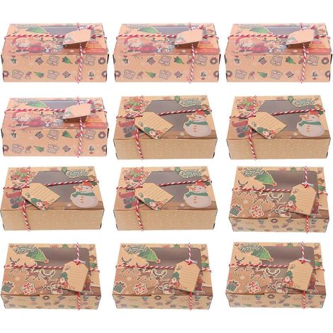 12 boîtes à bonbons de Noël, adorables boîtes cadeaux, contenants pour friandises de Noël-22X15X7CM