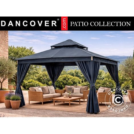 Gazebo Horus w/curtains, 3.4x3.4 m, Grey - Dancover