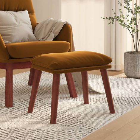 Repose-pied Tabouret Bas Pouf Bout de Canapé Marron 45x29,5x39 cm Velours 94903