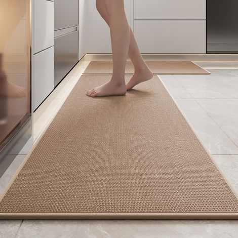 Tapis de Cuisine Antidérapant Absorbant en Polyester – brun, 45x70cm, Résistant à l’Huile, à l’Eau et à la Saleté, Lavable, Épais et Confortable (1/5)