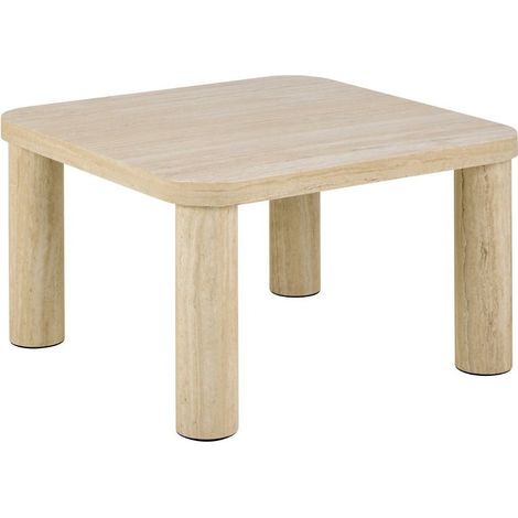 Mesa de centro Norsica 994, Claro Travertine, 36x60x60cm, Diámetro: 0, MDF, Aglomerado laminado, Angular