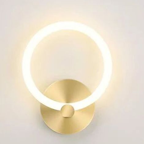 Applique murale LED intérieure dorée moderne, lampe de chevet ronde de 19 cm, décoration pour chambre, salon ou couloir, 10 W (blanc chaud 3000 K) (1/5)
