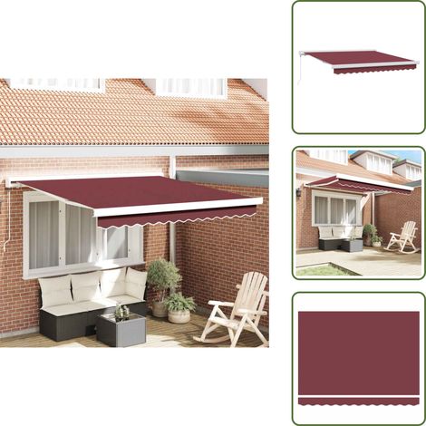 Auvent manuel rétractable bordeaux 300x250 cm - Auvent Retractable - Parasol - Abri Solaire - Protection Uv - Jardin