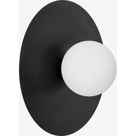 SKLUM Badezimmer-Wandleuchte Anine aus Eisen und Glas Schwarz Ø30 cm                                 