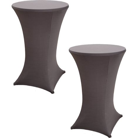 2x Stehtischhusse Stretch 70 cm anthrazit Tischdecke Husse Bistrotisch Partytisch (1/5)